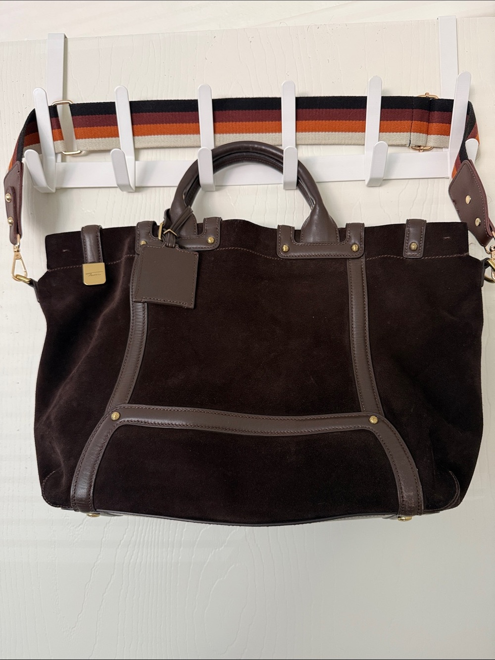 Tumi Brown Suede Tote Bag Like New